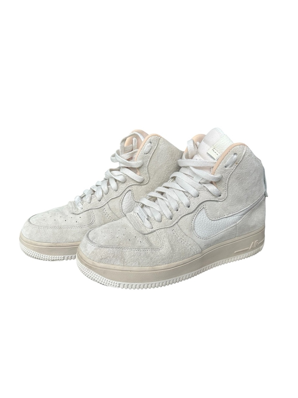 Nike High-Top Suede Sneakers in Off-White and Cream